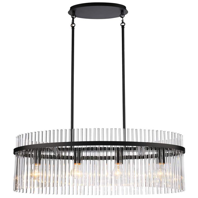 Image 1 Ava 32" Wide 4-Light Black Island-Light w/ Clear Shade