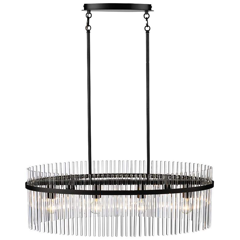 Image 2 Ava 32" Wide 4-Light Black Island-Light w/ Clear Shade more views