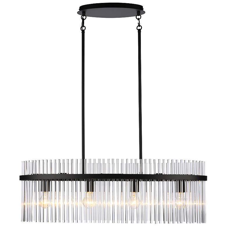 Image 3 Ava 32" Wide 4-Light Black Island-Light w/ Clear Shade more views