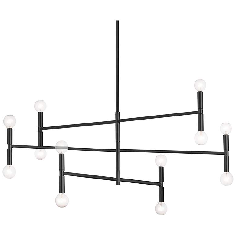 Image 1 Ava 40" Wide 12 Light Large Matte Black Chandelier