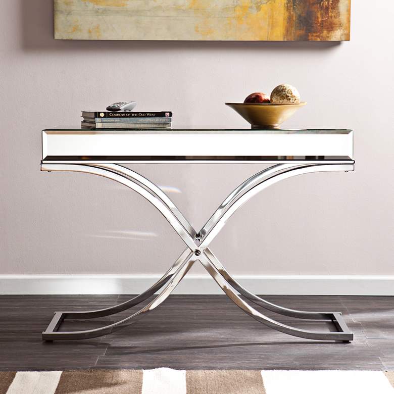 Image 1 Ava 42 1/4" Wide Mirrored and Chrome Modern Console Table