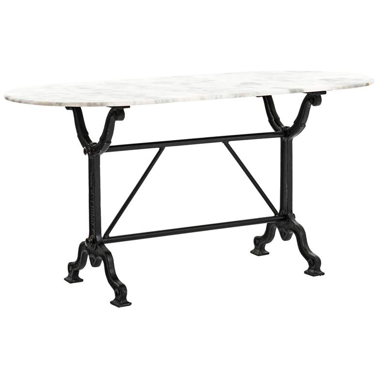 Image 2 Ava 59 inch Wide Marble and Black Metal Writing Table