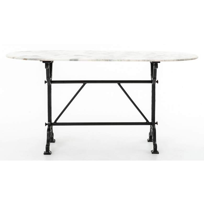 Image 5 Ava 59 inch Wide Marble and Black Metal Writing Table more views
