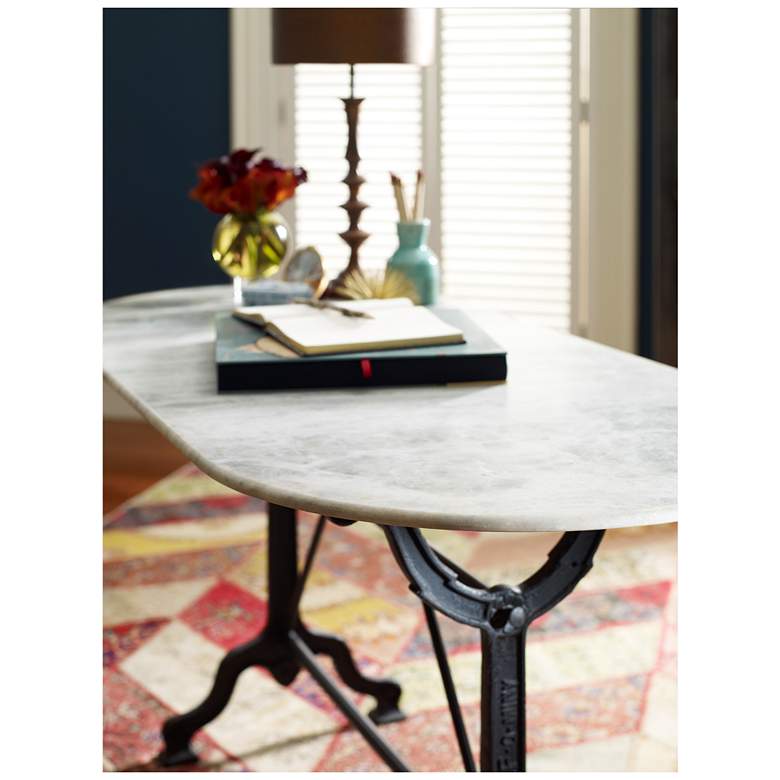Image 6 Ava 59 inch Wide Marble and Black Metal Writing Table more views