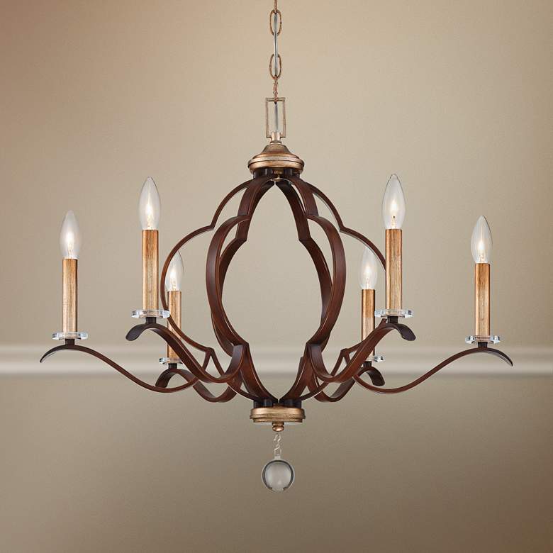 Image 1 Ava Libertine 26 1/2"W Gold and Bronze 6-Light Chandelier