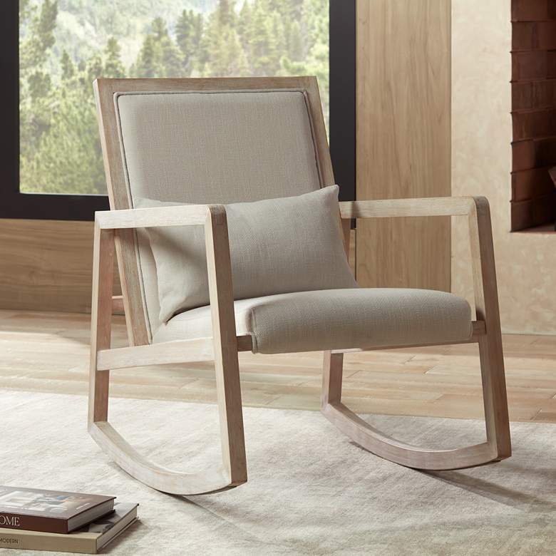 Image 1 Ava Light Cream and Wash Wood Modern Rocking Chair