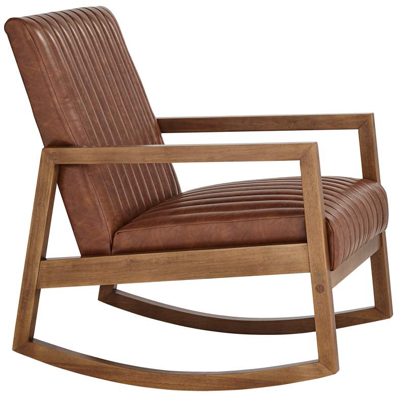 Image 7 Ava Rust Brown Wood Frame Rocking Chair more views