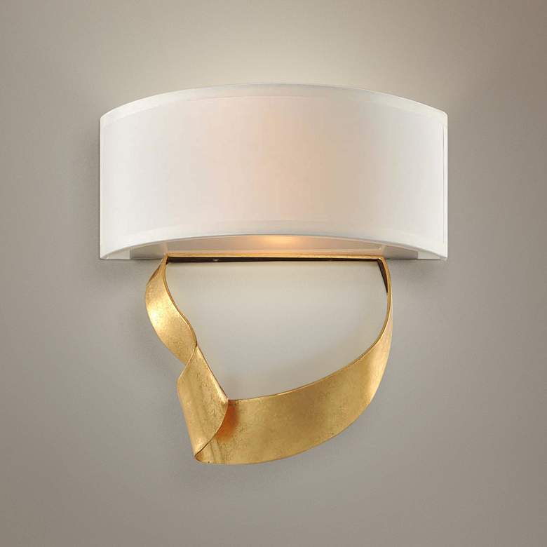 Image 1 Avalon 12" High Roman Gold 2-Light Left Wall Sconce
