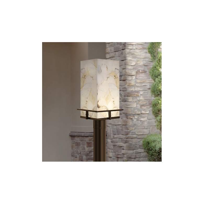 Image 1 Avalon 18" High Bronze and Alabaster LED Outdoor Post Light