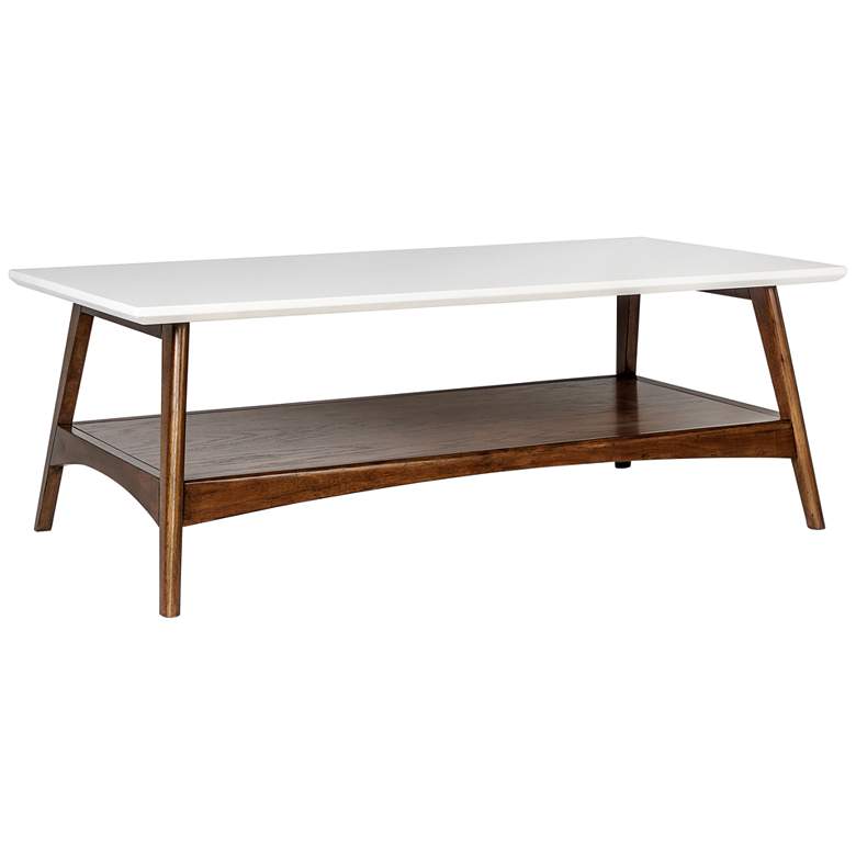 Image 2 Avalon 24 inchW Off-White Pecan Wood Rectangular Coffee Table