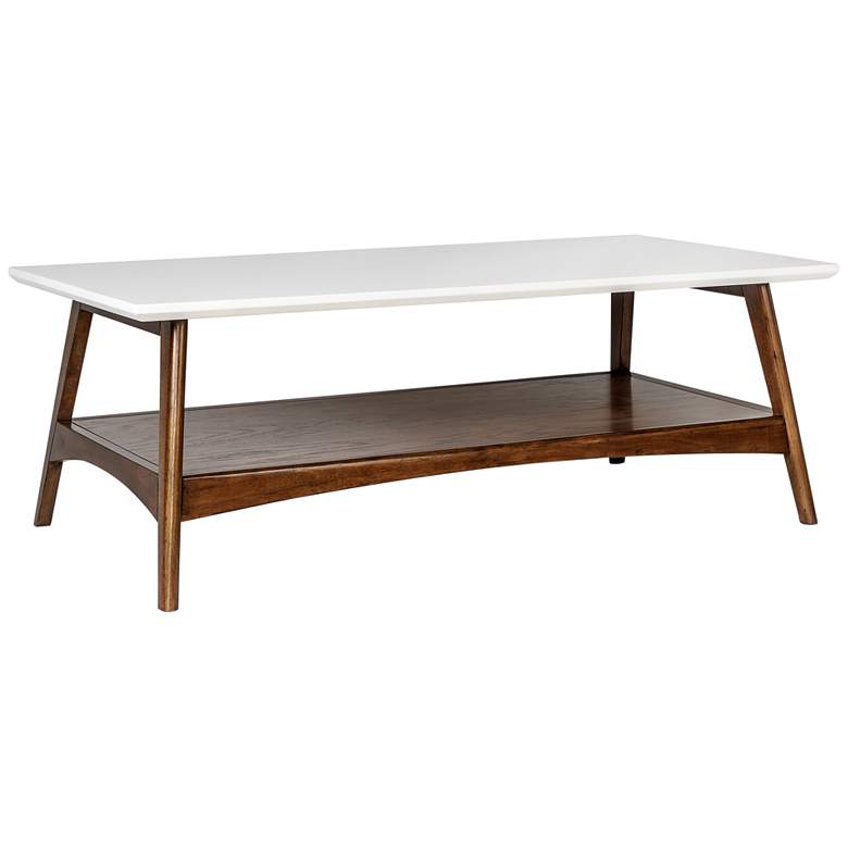 Image 2 Avalon 24"W Off-White Pecan Wood Rectangular Coffee Table