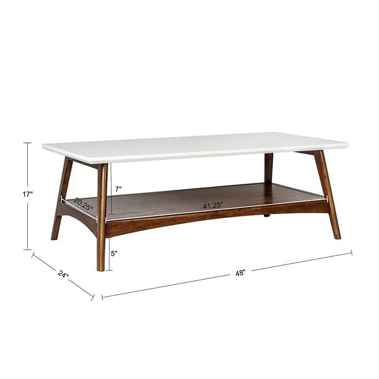 Image 6 Avalon 24 inchW Off-White Pecan Wood Rectangular Coffee Table more views