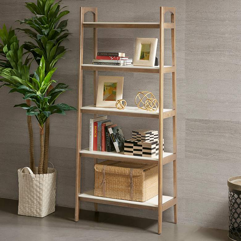 Image 1 Avalon 31" Wide Natural Wood 4-Shelf Bookcase