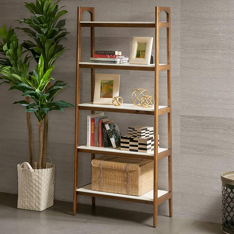 Image 1 Avalon 31" Wide Pecan Wood 4-Shelf Bookcase