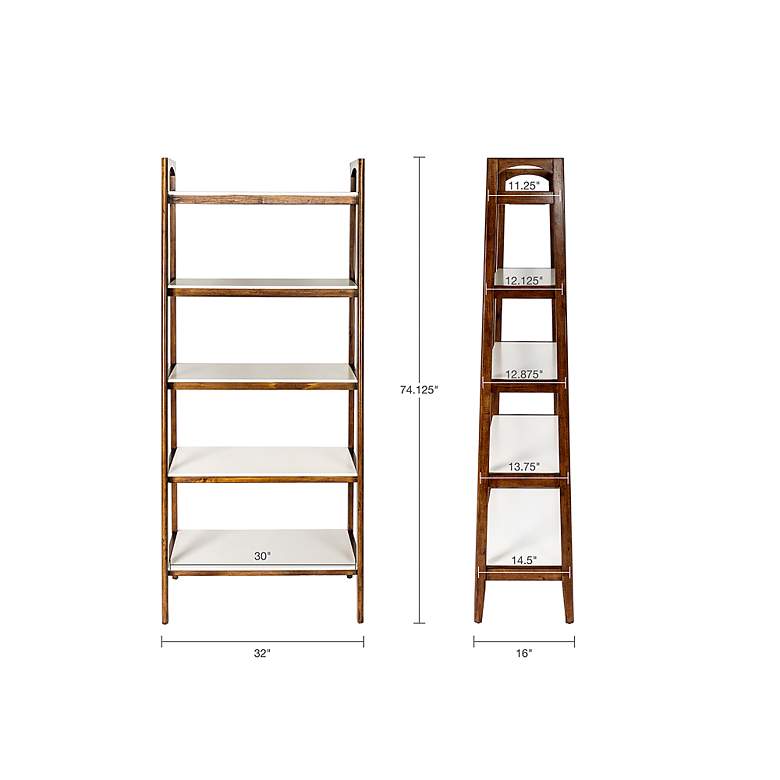 Image 5 Avalon 31" Wide Pecan Wood 4-Shelf Bookcase more views