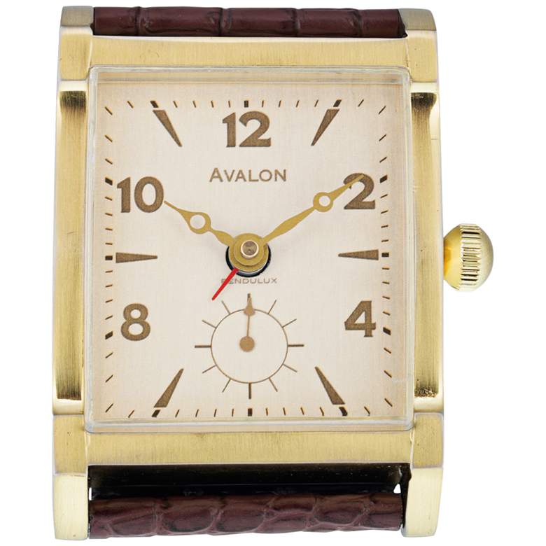 Image 1 Avalon 4 inch High Antique Brass Tank-Watch Retro Alarm Clock