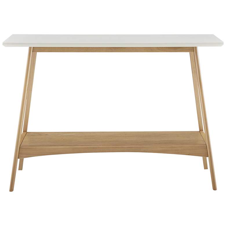 Image 6 Avalon 48" Wide Natural Wood Console Table with Shelf more views