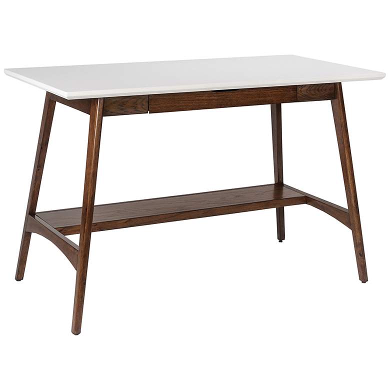 Image 2 Avalon 48" Wide Pecan Wood Desk with Shelf