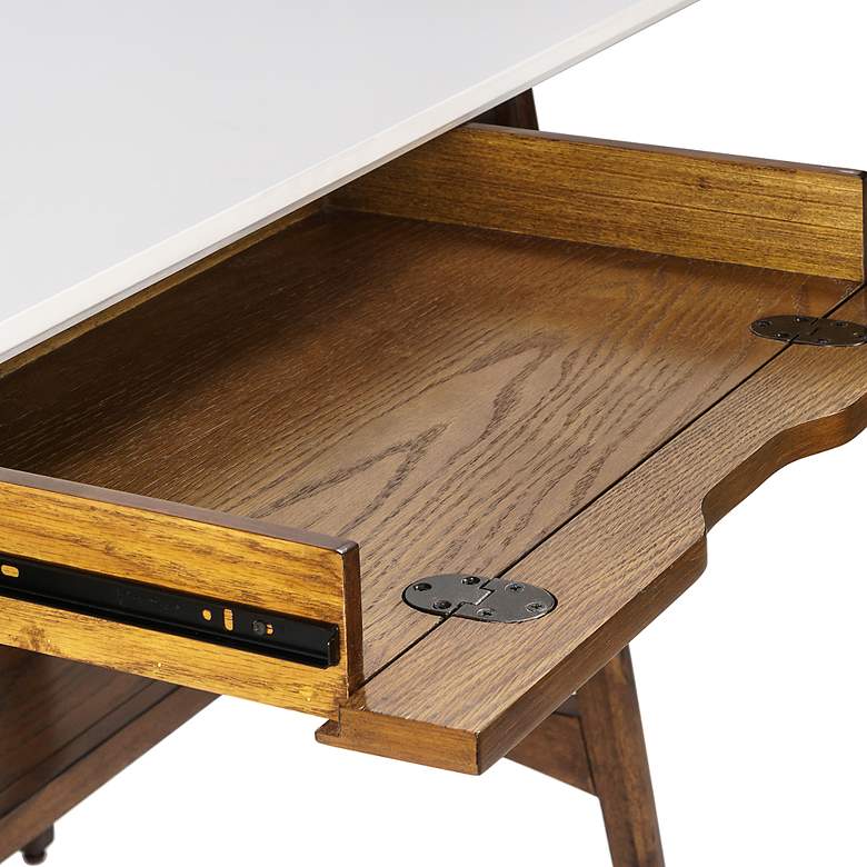 Image 4 Avalon 48" Wide Pecan Wood Desk with Shelf more views