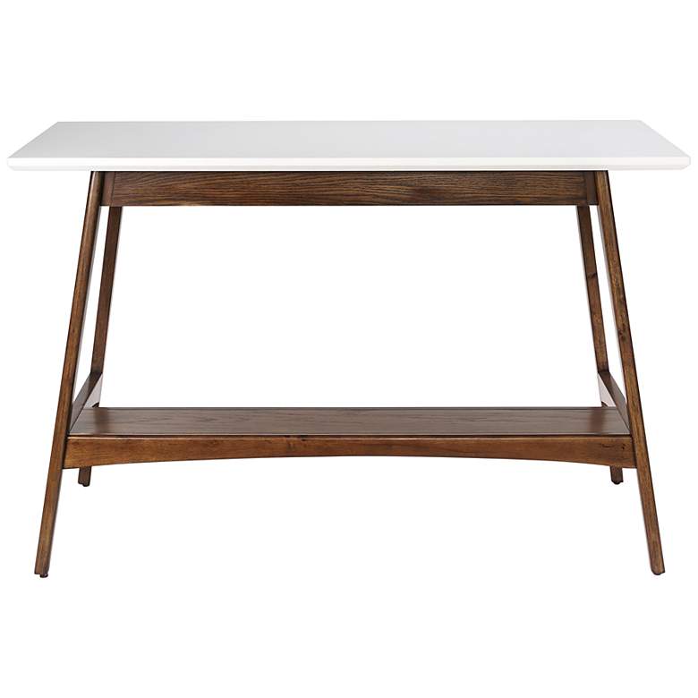 Image 5 Avalon 48" Wide Pecan Wood Desk with Shelf more views