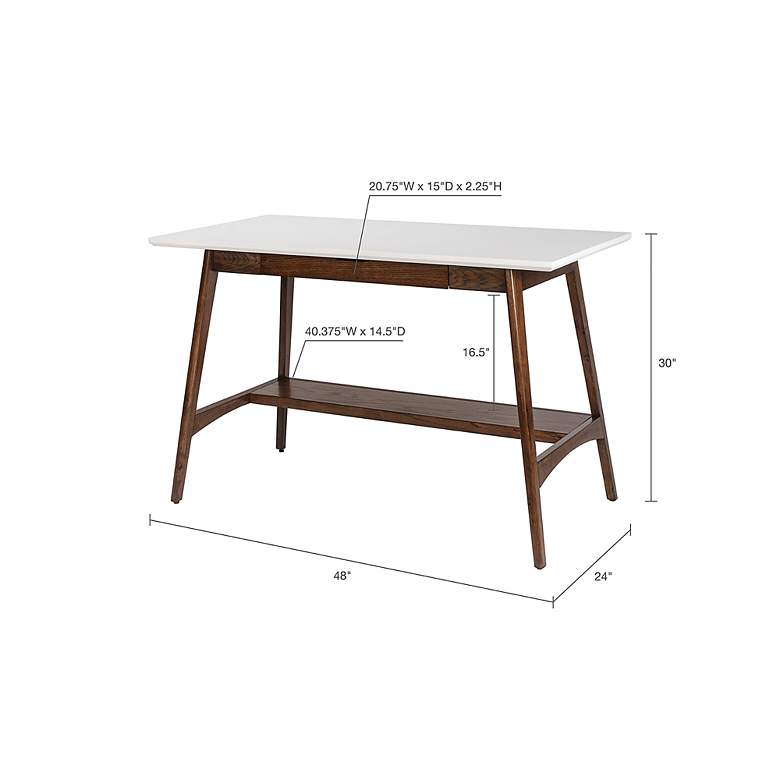 Image 6 Avalon 48 inch Wide Pecan Wood Desk with Shelf more views