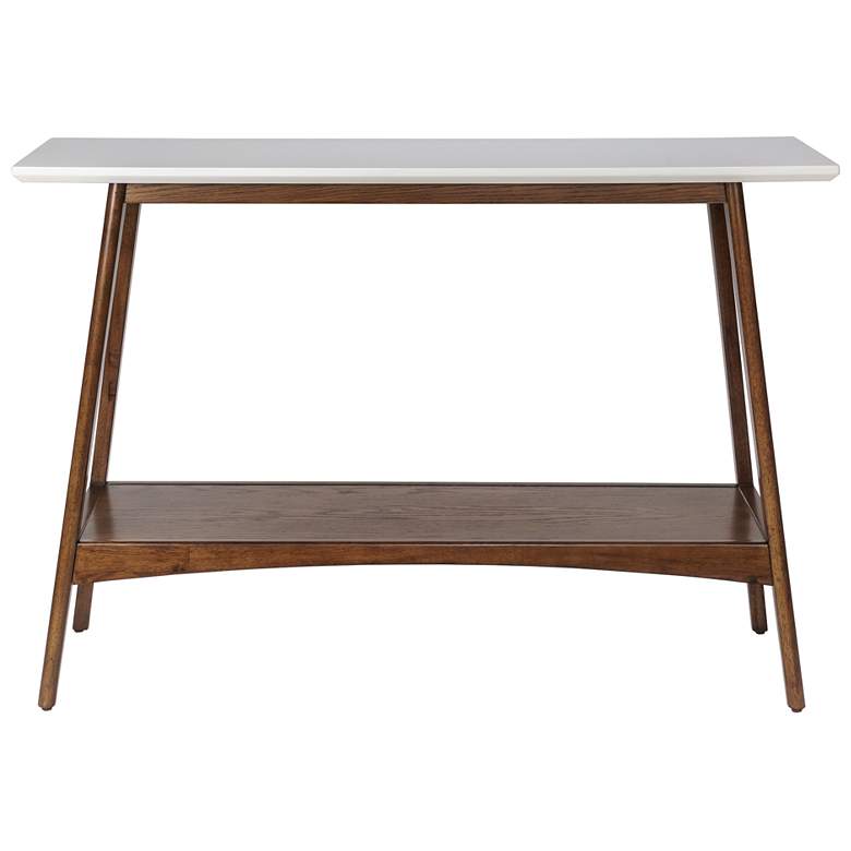 Image 3 Avalon 48" Wide White and Pecan 1-Shelf Wood Console Table more views