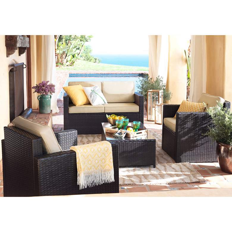 Image 1 Avalon Brown Wicker 4-Piece Outdoor Seating Patio Set