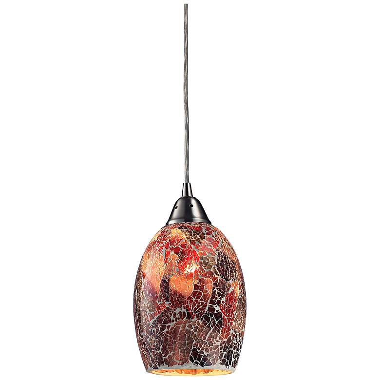 Image 2 Avalon Red Glass 5 inch Wide Satin Nickel Mini Pendant