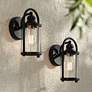 1_Avani 10 1/4" High Black and Brass Outdoor Wall Light Set of 2