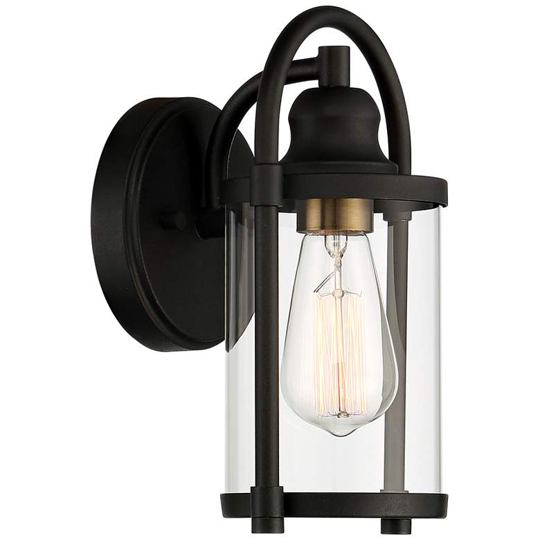Image 6 Avani 10 1/4" High Black and Brass Outdoor Wall Light Set of 2 more views