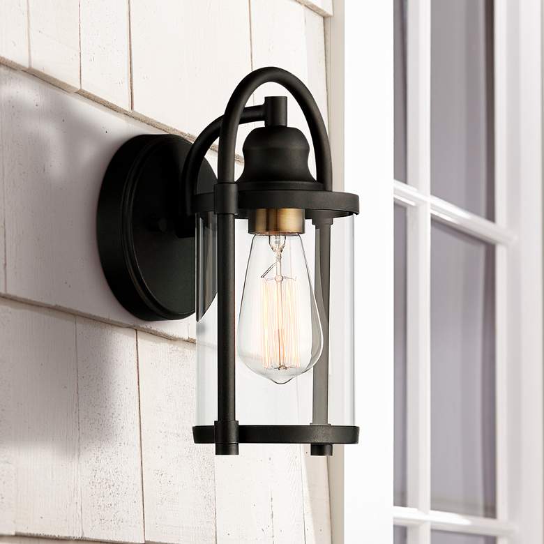 Image 7 Avani 10 1/4 inch High Black and Brass Outdoor Wall Light Set of 2 more views
