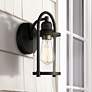 Avani 10 1/4" High Black and Brass Outdoor Wall Light