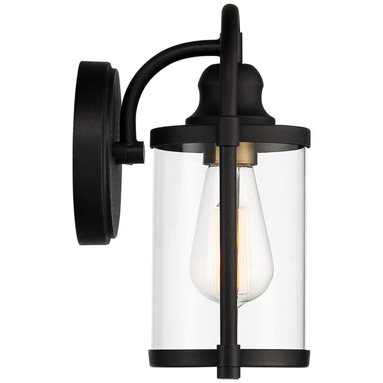 Image 6 Avani 10 1/4 inch High Black and Brass Outdoor Wall Light more views