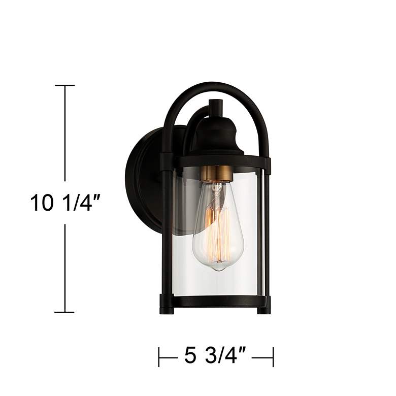 Avani 10 1/4&quot; High Black and Brass Outdoor Wall Light more views