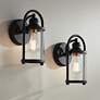 1_Avani 10 1/4" High Black and Brass Wall Sconce Set of 2