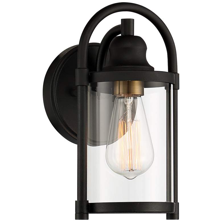 Image 2 Avani 10 1/4" High Black and Brass Wall Sconce