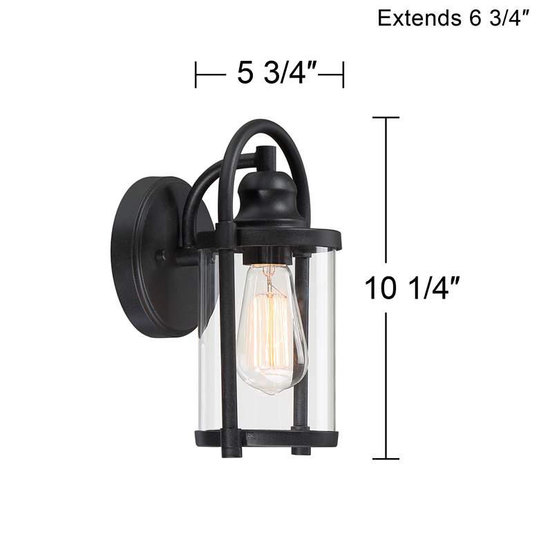 Image 6 Avani 10 1/4" High Black Finish Lantern Wall Sconces Set of 2 more views