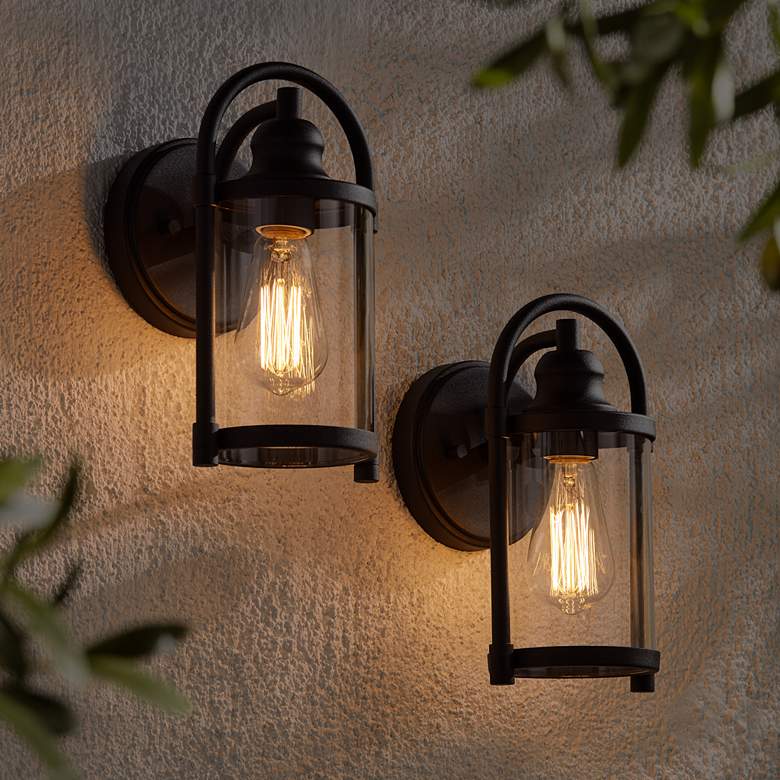 Image 4 Avani 10 1/4 inch High Black Outdoor Wall Light Set of 2 more views