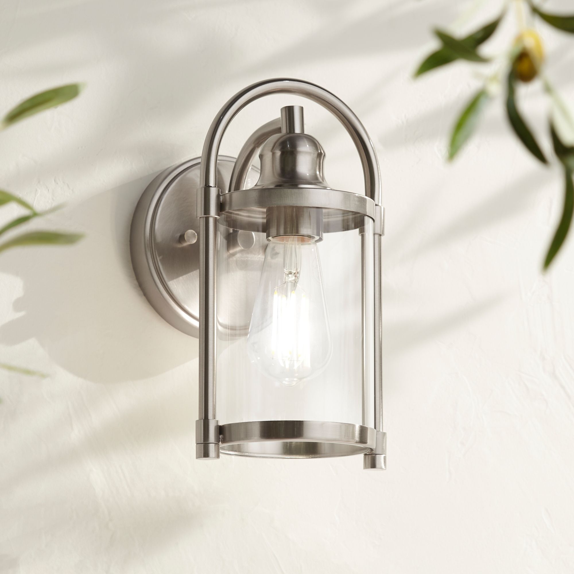 Avani 10 1/4" High Brushed Nickel Indoor/Outdoor Wall Light Set of 2