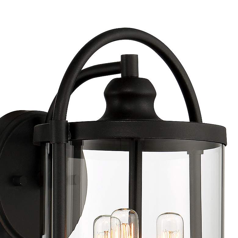 Image 3 Avani 13 inch High Black and Brass Outdoor Wall Lantern Light more views