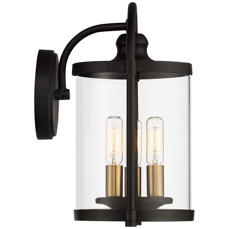 Image 6 Avani 13 inch High Black and Brass Outdoor Wall Lantern Light more views