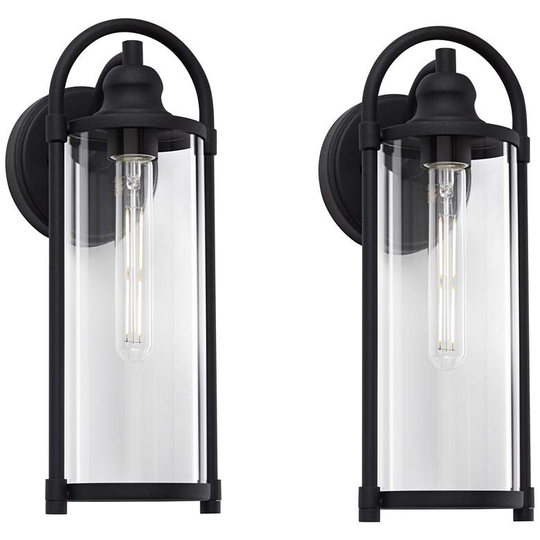 Image 2 Avani 15 1/2" High Black Outdoor Wall Light Set of 2