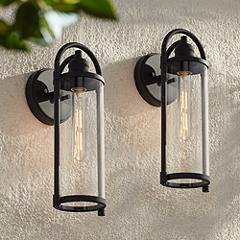 Image Avani 15 1/2" High Black Outdoor Wall Light Set of 2