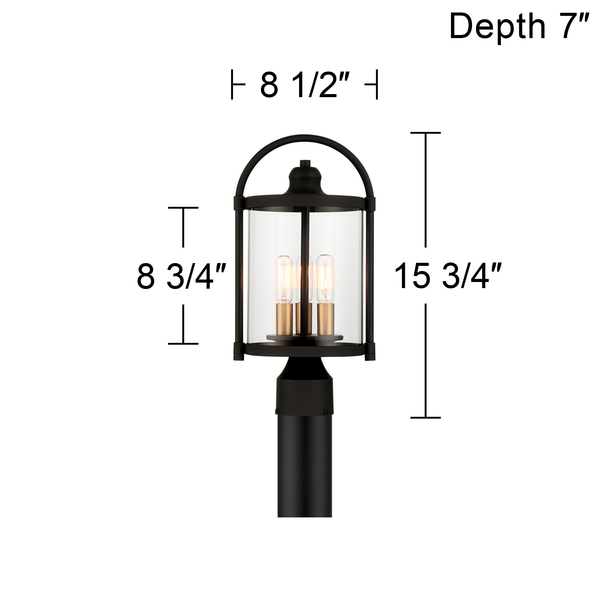 Avani 15 3/4" High Black and Brass Outdoor Post Light 88A85 Lamps Plus