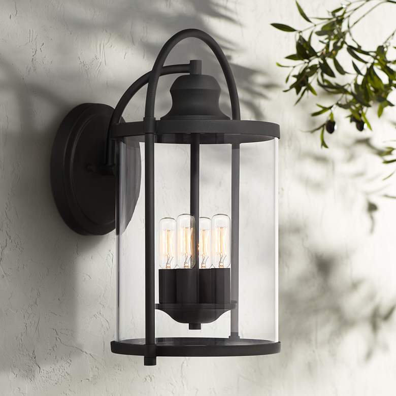 Image 1 Avani 17 inch High Black Metal 4-Light Outdoor Wall Light