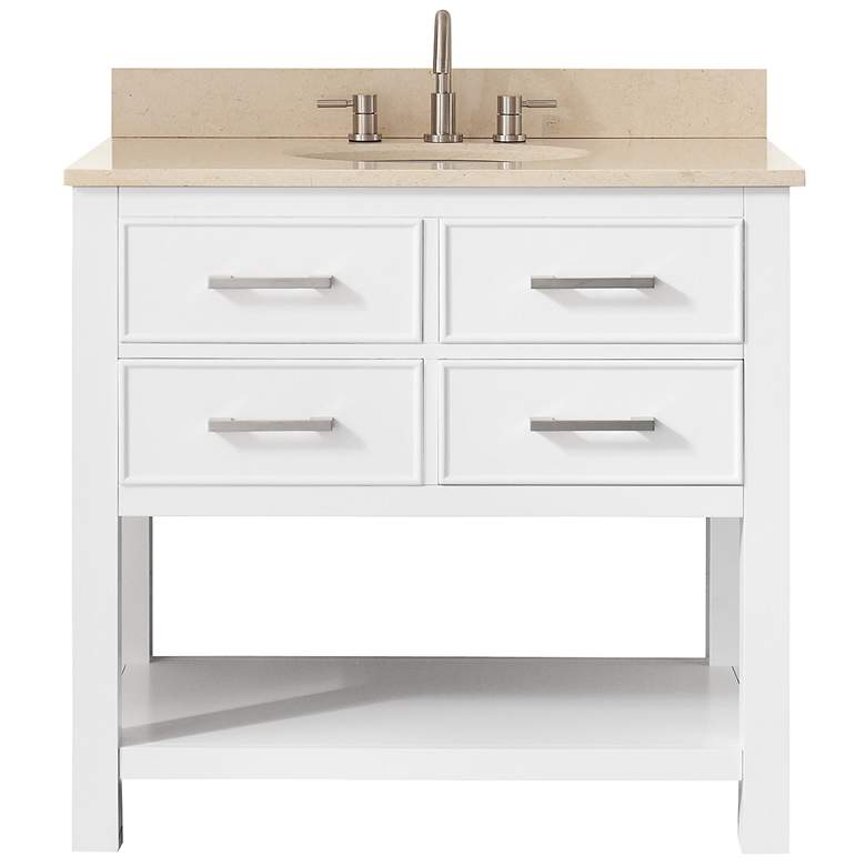 Image 1 Avanity Brooks 37" Beige Marble-Top White Single-Sink Vanity