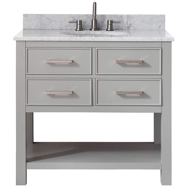 Image 1 Avanity Brooks 37 inch White Marble-Top Gray Single-Sink Vanity