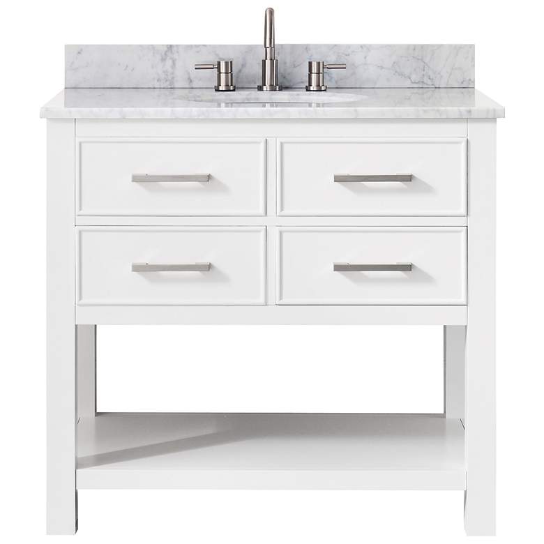 Image 1 Avanity Brooks 37 inch White Marble-Top White Single-Sink Vanity