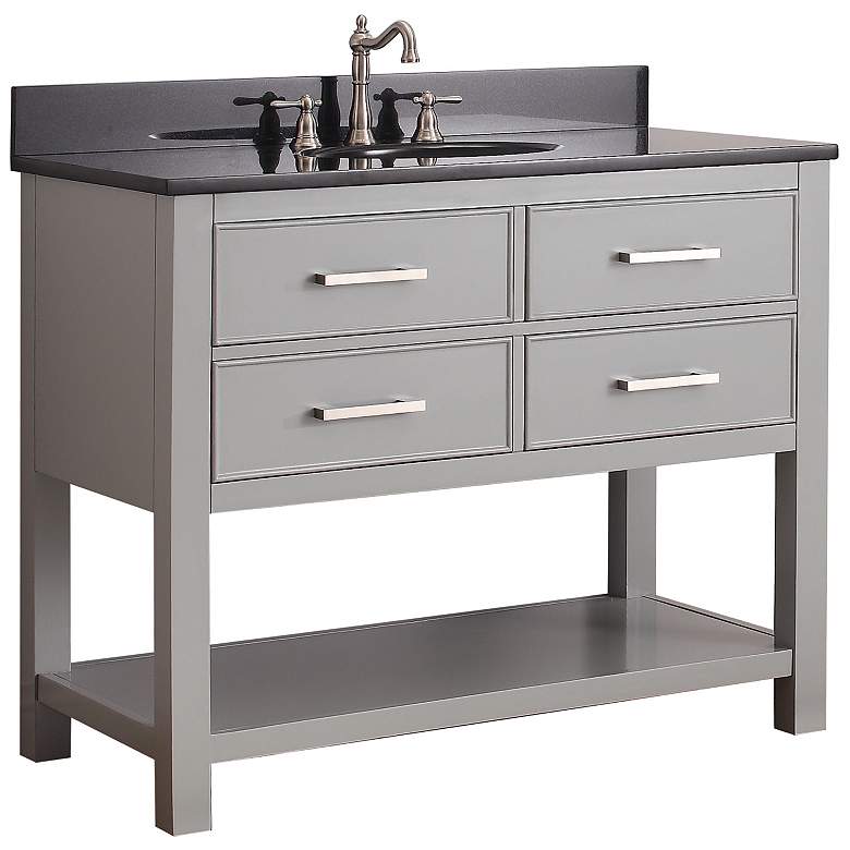 Image 2 Avanity Brooks 42 inch Black Top Gray Single Sink Vanity