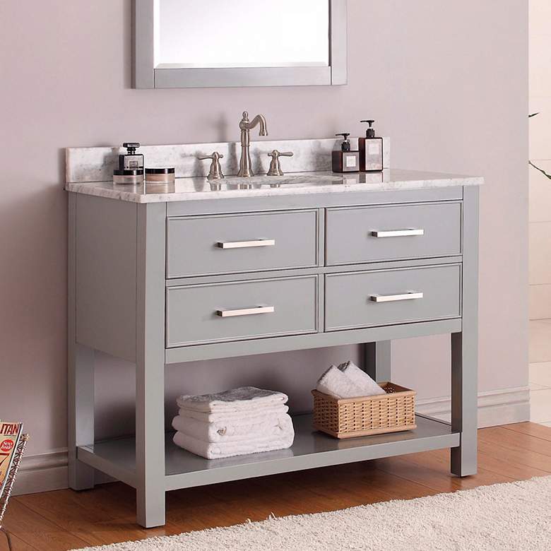 Image 1 Avanity Brooks 42 inch White Top Gray Single Sink Vanity